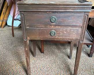 476 vintagewoodentwodrawersidetable