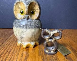 040 stoneandmetalowlfigurinesrockcreek