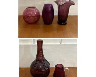 085 assortedvintagefivepiecepurpleglass
