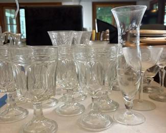 313 assortedpressedglassstemware