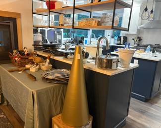 Official Notre Dame cheerleading megaphone, dishes, serving trays