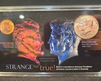 Strange But True Lincoln  Kennedy Commemorative Coin Set with 40 Silver Kennedy Half Dollar