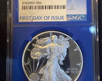 2019S Proof American Silver Eagle NGC PF70 Ultra Cameo  First Day of Issue  Blue Core Holder