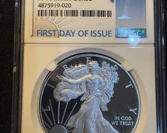 2019W Proof American Silver Eagle NGC PF70 Ultra Cameo First Day of Issue  West Point Mint  1 oz