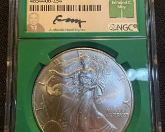 1996 American Silver Eagle NGC MS69 – Edmund C. Moy Signed Label – From U.S. Mint Sealed Box – Key D