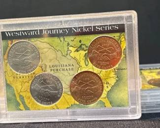 Lot of 6 Whitman Westward Journey Nickel Series Louisiana Purchase Peace Medal Displays  2004 Jeffe