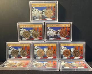 Lot of 9 Whitman Presidential Dollar Coin Displays  John Adams, Jefferson, Madison, Monroe  Andrew