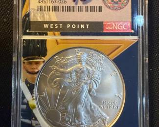 2018W Burnished American Silver Eagle NGC MS70  West Point Holder  1 oz .999 Fine Silver