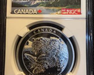 2015 Canada $20 Grizzly Bear The Catch 1 oz Silver Proof  NGC PF70 Ultra Cameo Early Releases