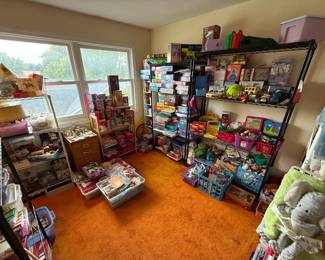 Huge collection of vintage and new toys, games, children's books, and more.