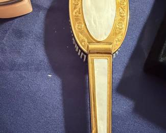 Vtg mother of pearl and gilt brush