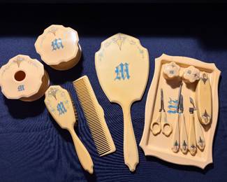 Vtg celluloid vanity set