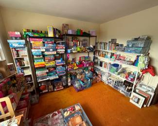 Huge collection of vintage and new toys, games, children's books, and more.