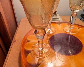 Amber bubble stemware