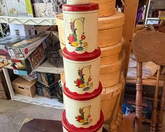 Vtg metal kitchen canister set