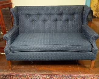 Vintage Navy Blue Tufted Loveseat