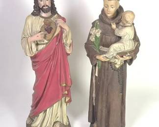 Vintage Chalkware Hand Painted Statues