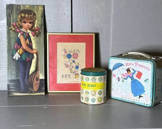 Vintage Lunchbox, Girl Scout Tin Childrens Art