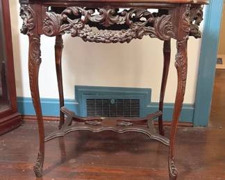 Ornate Dark Wood Side Table