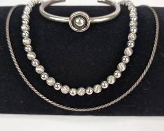 Sterling Silver Bracelet Bead And Chain Necklaces
