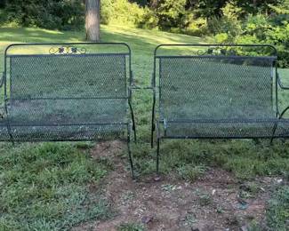 Wire Mesh Bench Set Of Two, Vintage
