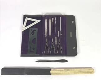 Vintage Engineering Drafting Set and Slide Rule