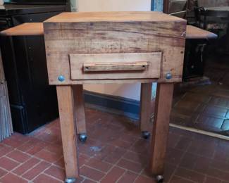Butcher Block Work Table On Casters