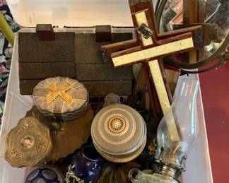 Mystery Box Lot Vintage Brass, Religious, Vanity