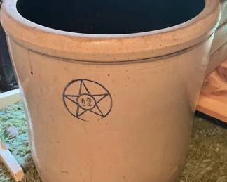 Blue Star Stoneware Crock