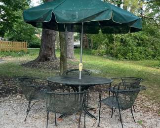 Black Wrought Iron Patio Dining Table 5 Chairs
