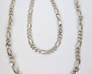 Sterling Figaro Chain Necklace, Unisex
