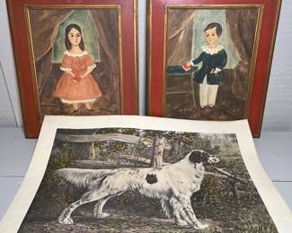 Vintage Paintings Of Children English Setter Poster