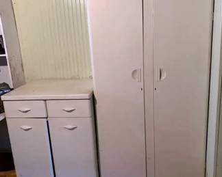 Enameled Metal Kitchen Storage Cabinets, 1950s Vintage
