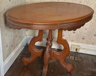 Victorian Style Oval Parlor Table, Antique