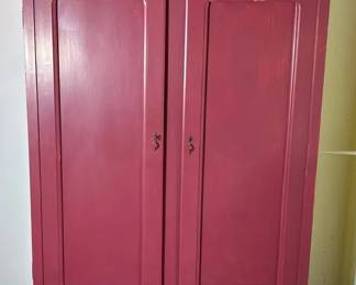 Armoire Biedermeier Style Raspberry Paint