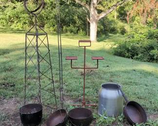 Cast Iron Plant Stand, Pans, Stainless Bucket And More