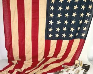 Americana Collection Vintage 48 Star Flag, Medals and More
