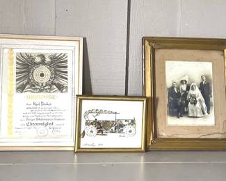 Vintage German Shooting Club Certificate, Antique Wedding Photo