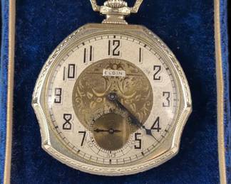 Elgin Art Deco Open Face Pocket Watch, 1920s