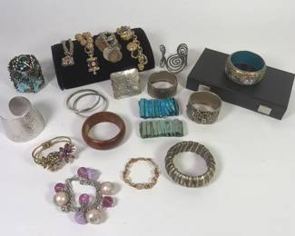 Cloisonn Bracelet and Assorted Bracelets