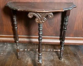 Demilune Wooden Accent Table, Antique