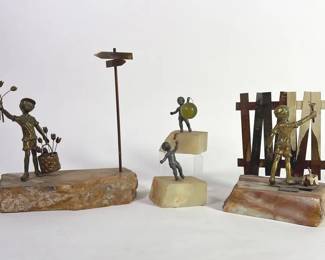 Bijan Mixed Media Metal Sculptures