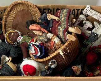 Mystery Box Lot Fabric Dolls, Christmas, Figurines, And More