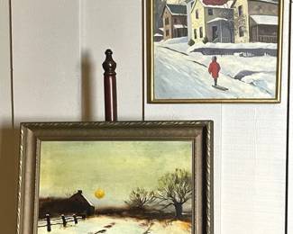 Original Vintage Paintings Of Snowy Scenes