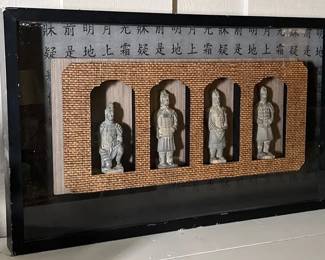 Decorative Replicas Of Chinese Warrior Figures In Shadowbox