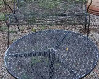 Wire Mesh Patio Bench And Cocktail Table