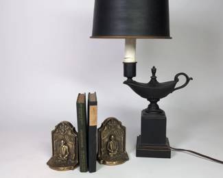 PM Shakespeare Bookends, Metal Tole Lamp Books