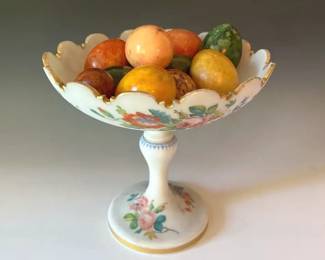 Very Vintage Porcelain Compote Holds 10 Stone Eggs