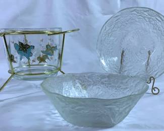 Federal Depression Glass and Anchor Hocking Psyche Pot On Stand