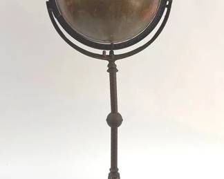 Vintage World Globe on Cast Iron Base